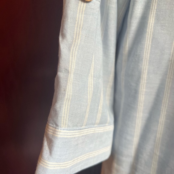 Blue and white striped Fortune & Ivy button up, size large. - Picture 6 of 10